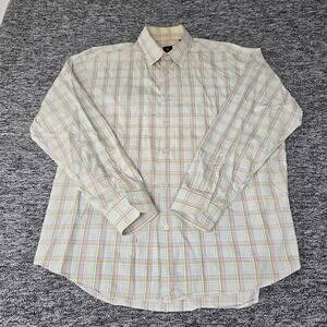 Robert Talbott Classic Button Down Luxury Shirt Mens XL Pastel Plaid Check Flaws